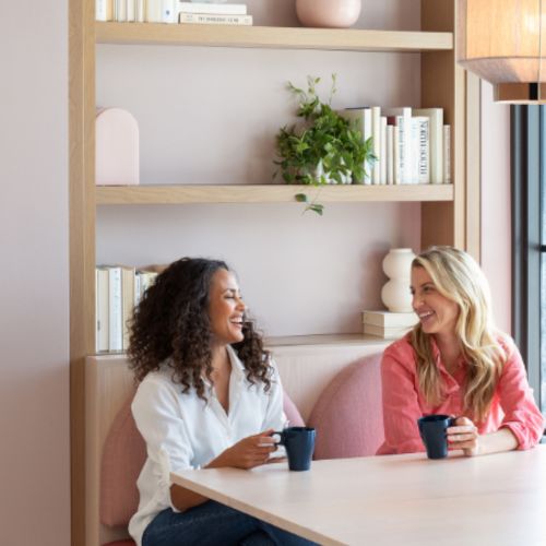 Window seat in business space	