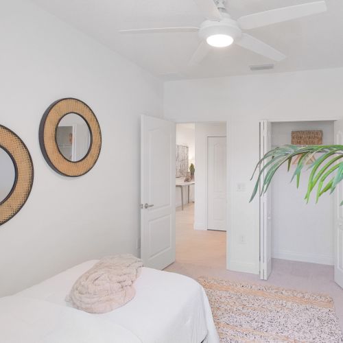 Find plush carpeting underfoot in all of our bedrooms.	