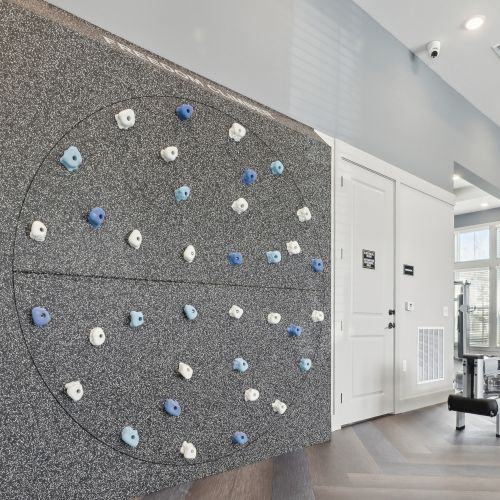 Stay active in our well-equipped fitness center, complete with rock-climbing wall.	