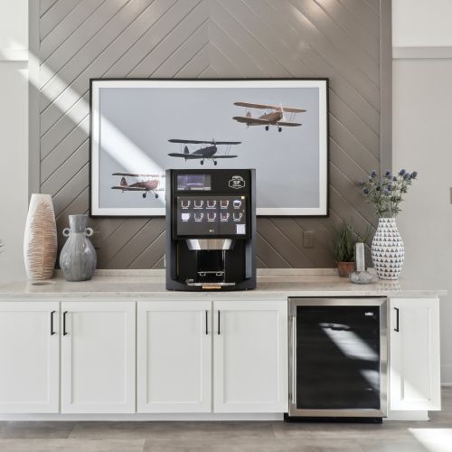 Stop by the hospitality bar.	