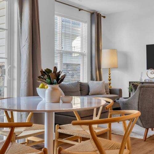 Dining area next to balcony	