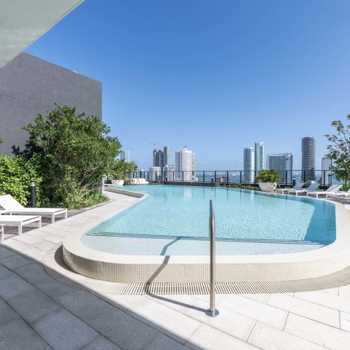 Relax at our rooftop pool while taking in the Miami skyline
