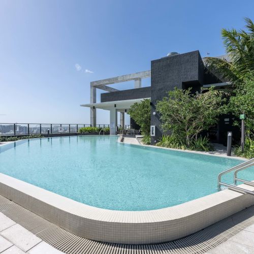 Enjoy sunny days at the rooftop pool