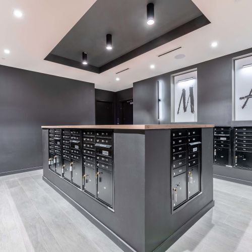 Sleek and spacious mailroom