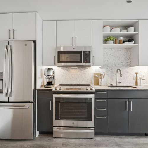 The Kelvin : Kitchens fitted with sleek cabinets and stainless steel appliances