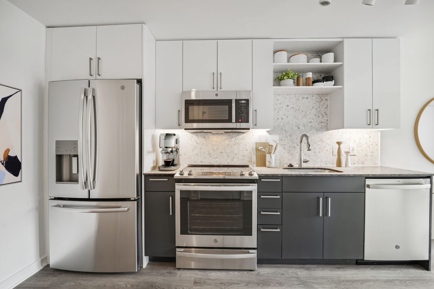 The Kelvin : Kitchens fitted with sleek cabinets and stainless steel appliances