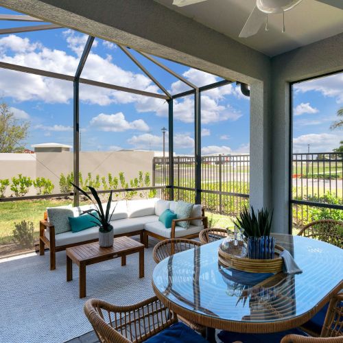 Spacious, covered lanai porches with fans	