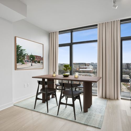 Open lofty dining area to enjoy meals