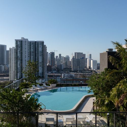 Miami skyline views from the pool