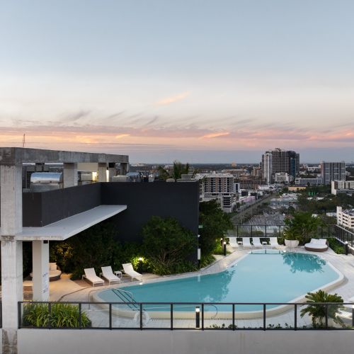 Miami skyline sunset views from the rooftop pool