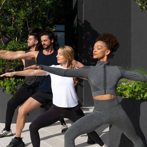 Step outside of the fitness center and practice yoga on rooftop