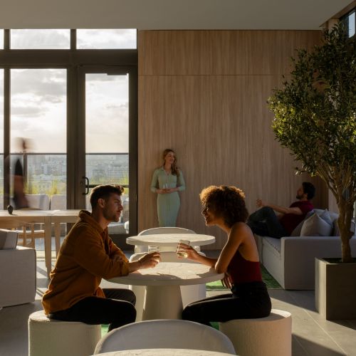 Enjoy an evening with neighbors in the rooftop clubroom