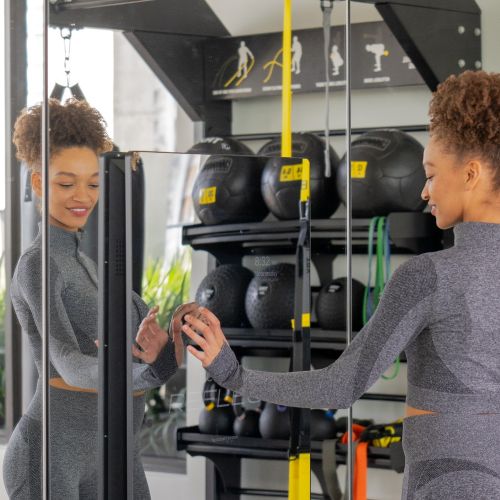 State of the art fitness center with fitness mirror