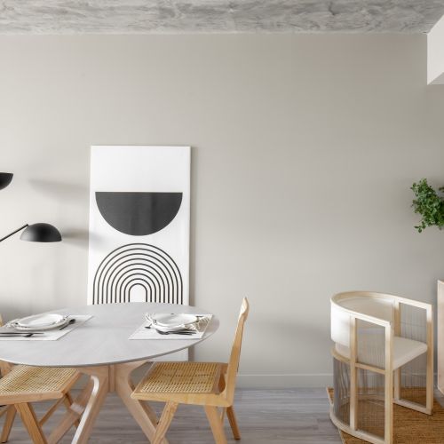 Open concept apartments with room for dining and work from home spaces