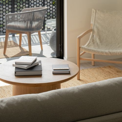 Living Room with floor to ceiling windows with Miami skyline views