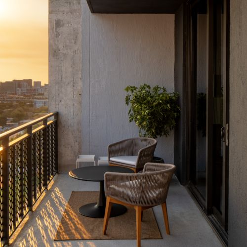 Apartment balcony at sunset