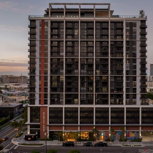 Front of Wynwood Haus at sunset