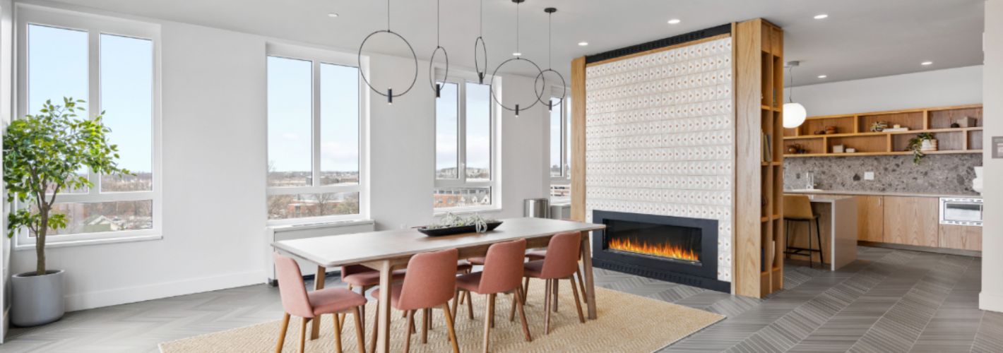 Center & Stone : Cozy up and unwind with by our rooftop fireplace	