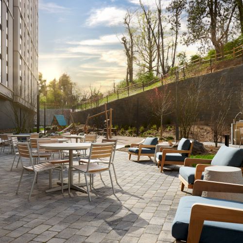 Lounge and relax in the community courtyard	