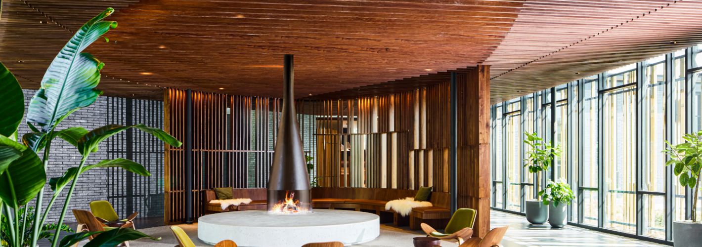 The Astrid : Lounge fireside in the Astrid lobby	