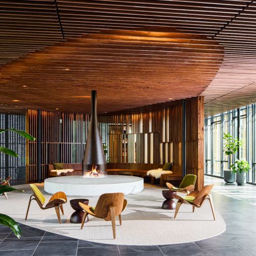 The Astrid : Lounge fireside in the Astrid lobby	