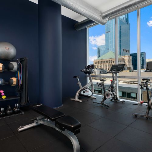 Sweat it out and reach your peak in out fitness center.	