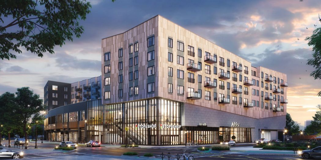 Rendering of Alder apartments at night