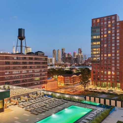 Cast Iron Lofts Pool Dusk