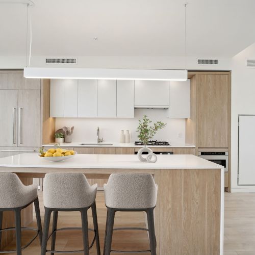 A dream kitchen equip with stunning finishes and under-cabinet lighting