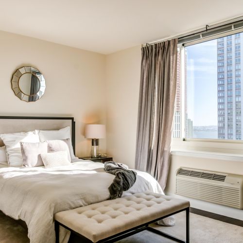 Spacious bedroom with window view