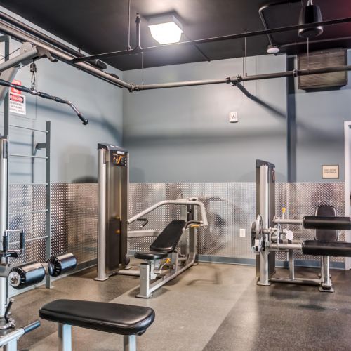 Fitness center strength equipment