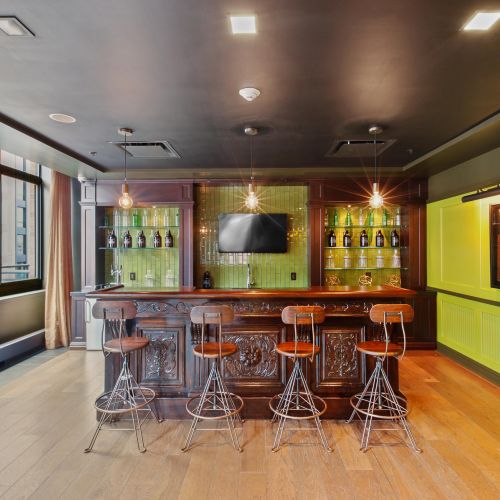 Pub bar with seating and TV