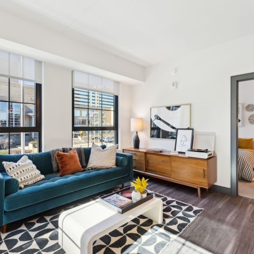 Living room looking towards bedroom entrance