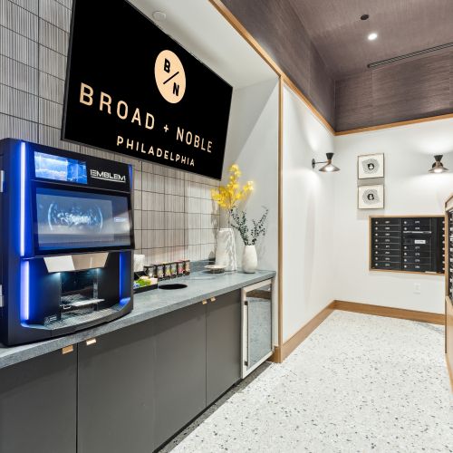 Coffee and drink dispenser in mail room