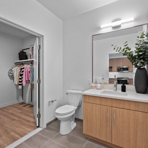 Immerse yourself in our spa-inspired bathroom. 	