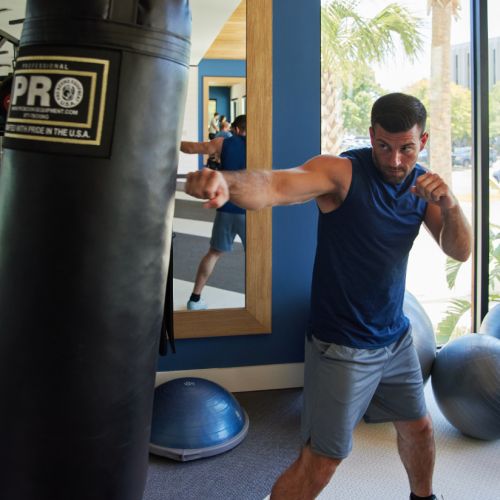 NOVEL Beach Park lifestyle image of man working out in gym