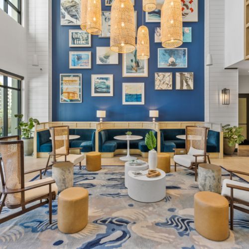 NOVEL Beach Park clubhouse lobby art and seating