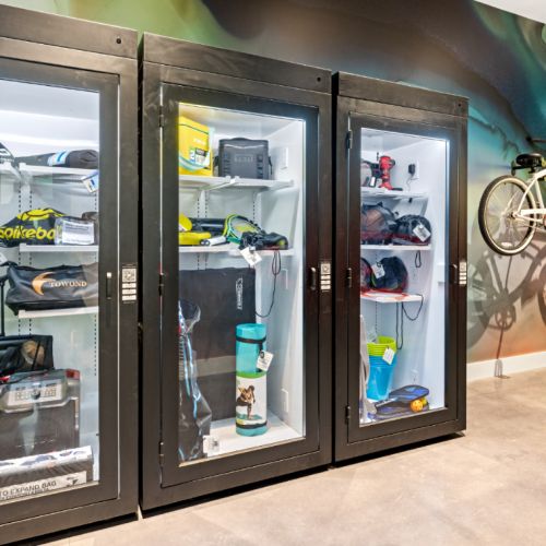 Rentable items from the gear lounge for residents at NOVEL Beach Park