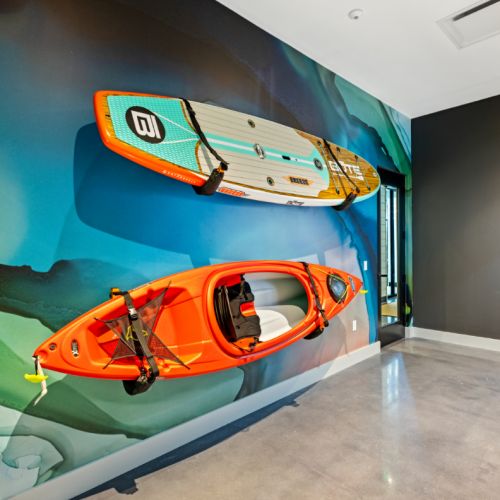 Rentable items from the gear lounge for residents at NOVEL Beach Park