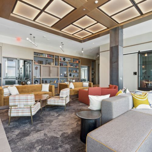 Rooftop lounge with ample seating	