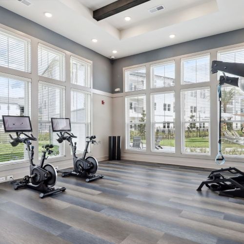 Light filled spin and yoga room