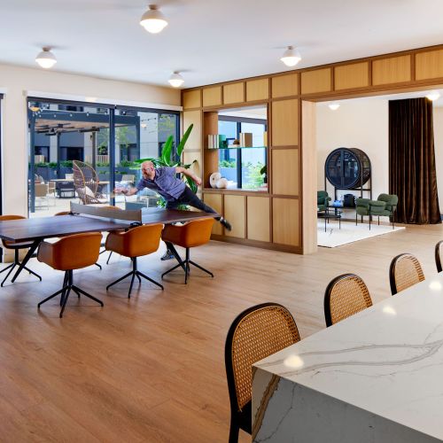 Game room with outdoor terrace access	