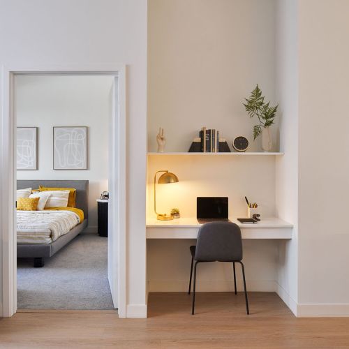 Built-in work from home desk nooks 	