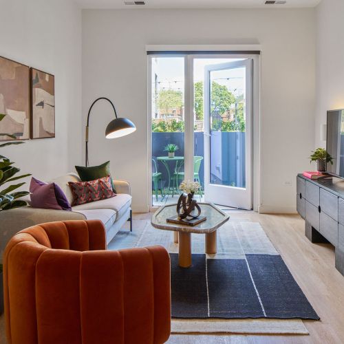 Open living rooms with patio access	