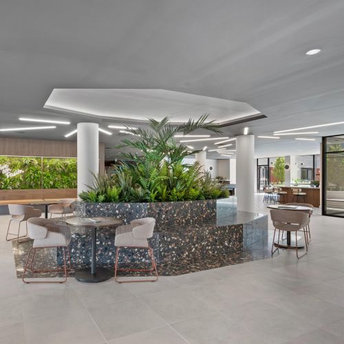 Lobby area with comfortable seating.