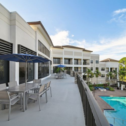 Sun terrace overlooking pool