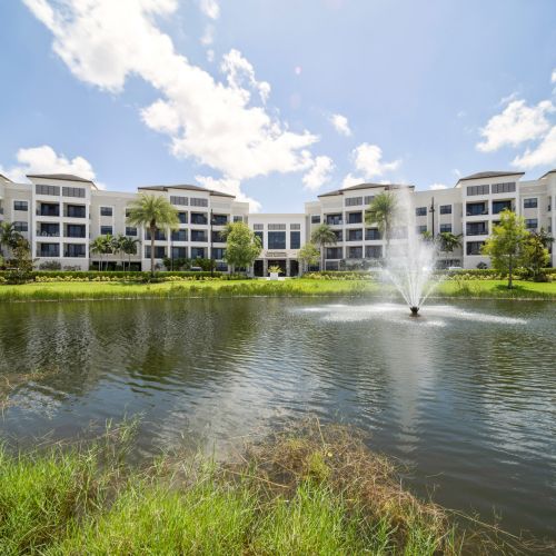 Serene pond right outside the front entrance