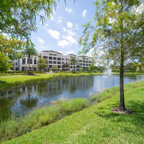 Pond with walking trail