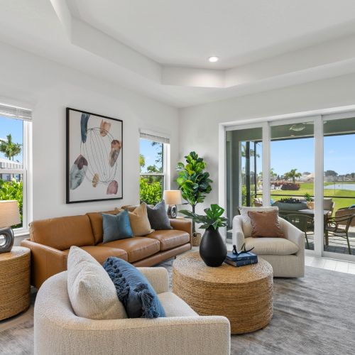 Living room facing patio