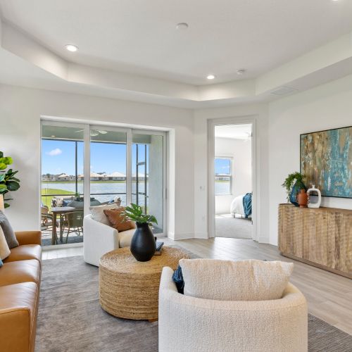 Living room facing patio